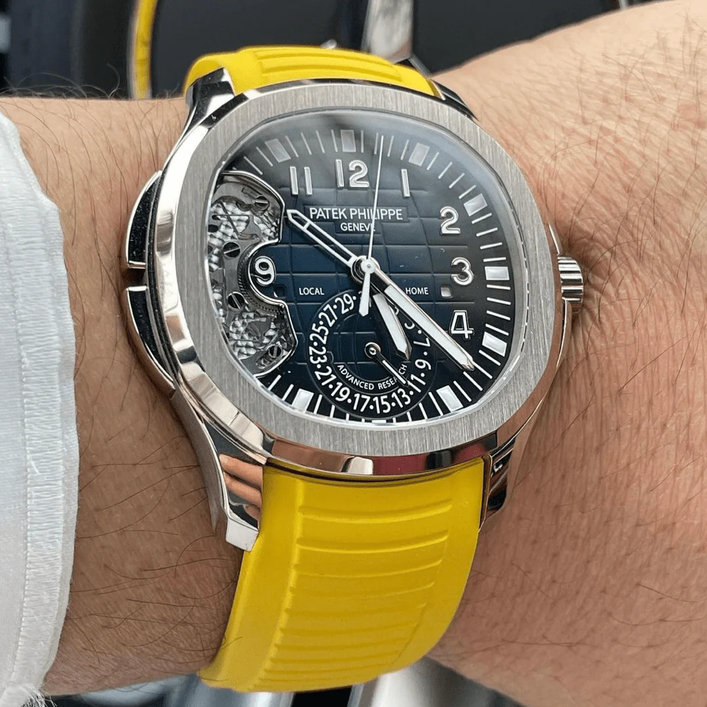 FKM Vulcanized Yellow Rubber Strap for Patek Aquanaut - Image 2