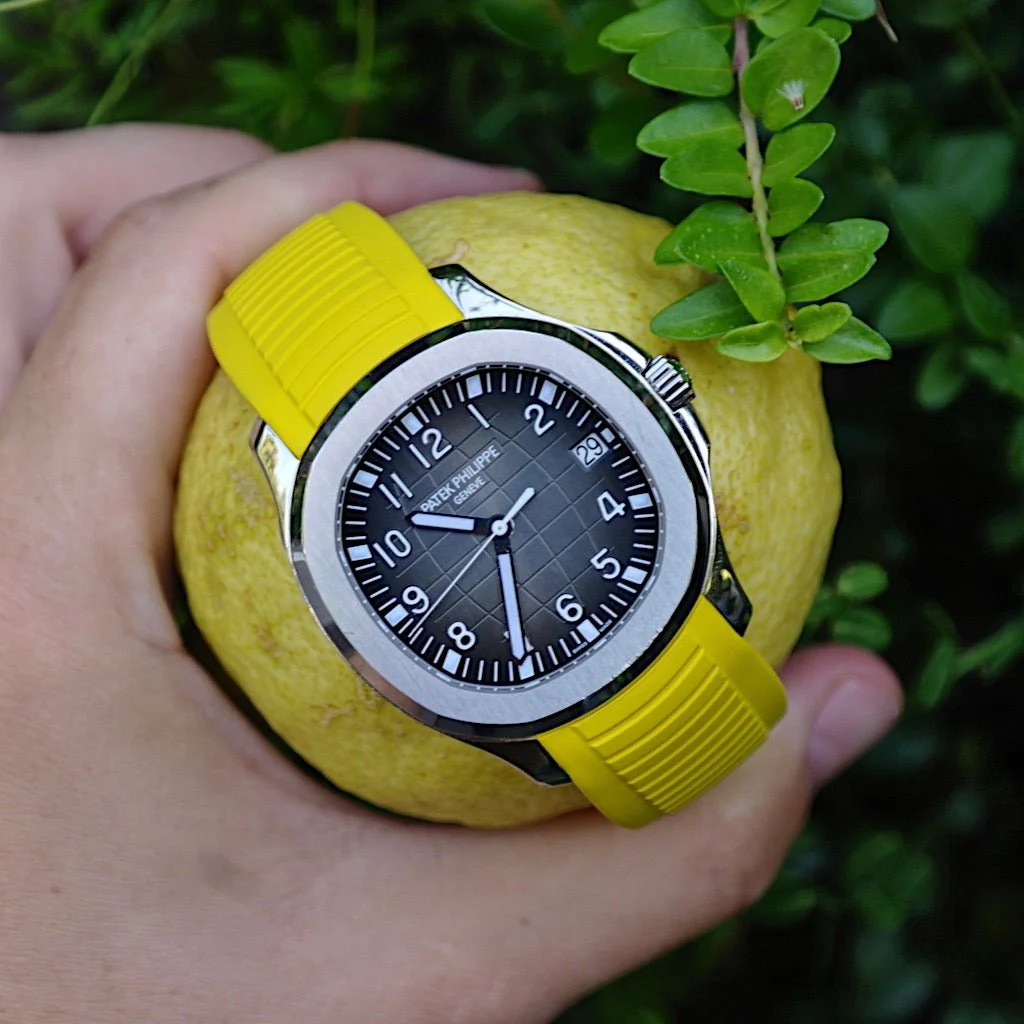 FKM Vulcanized Yellow Rubber Strap for Patek Aquanaut - Image 4
