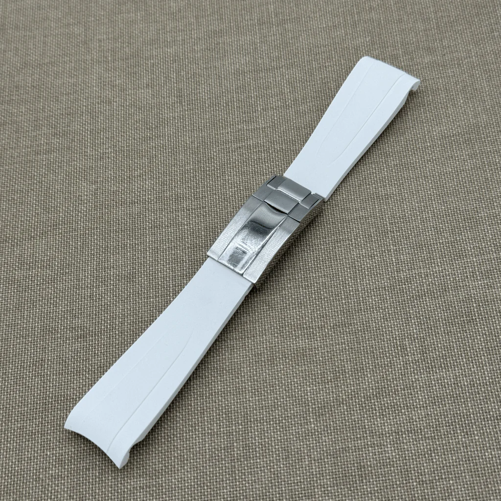 Docinany pasek FKM do zapięcia Rolex - Biały - Image 6